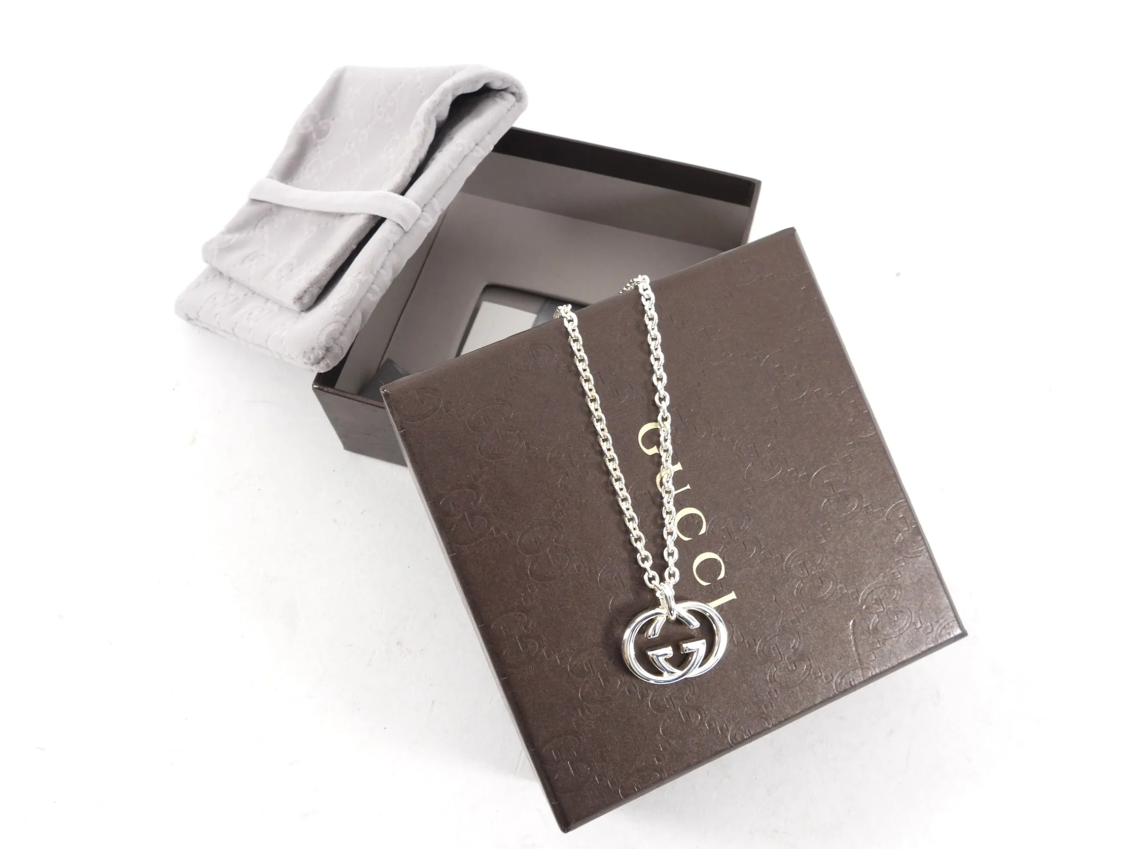 Gucci Sterling Silver GG Pendant Necklace