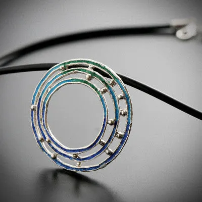 Harmonic circles silver and enamel pendant