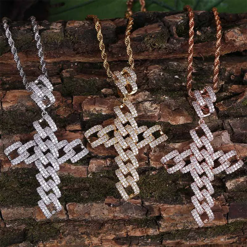 Hip-hop Large Cross Full Zircon Pendant