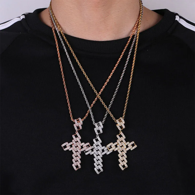 Hip-hop Large Cross Full Zircon Pendant