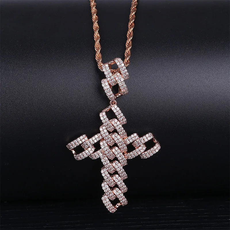 Hip-hop Large Cross Full Zircon Pendant