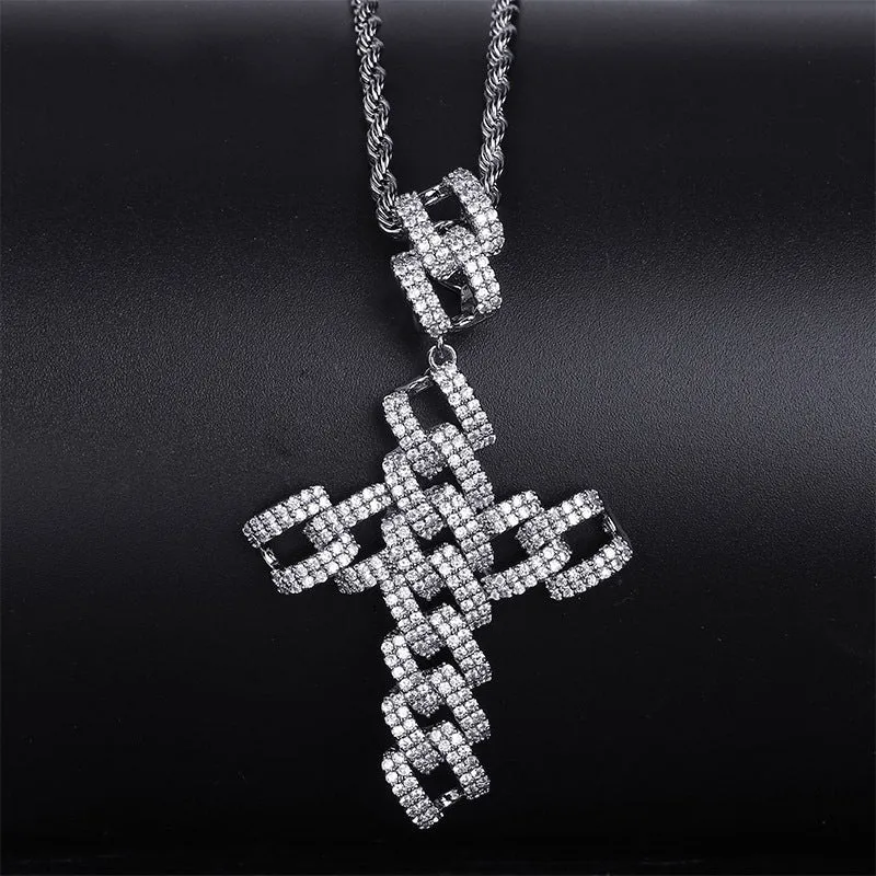 Hip-hop Large Cross Full Zircon Pendant