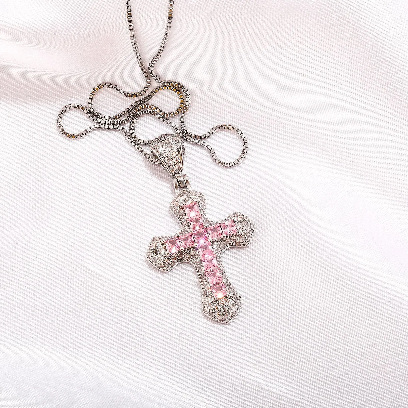 Hip Hop New Style Colorful Full Diamond Cross Pendant