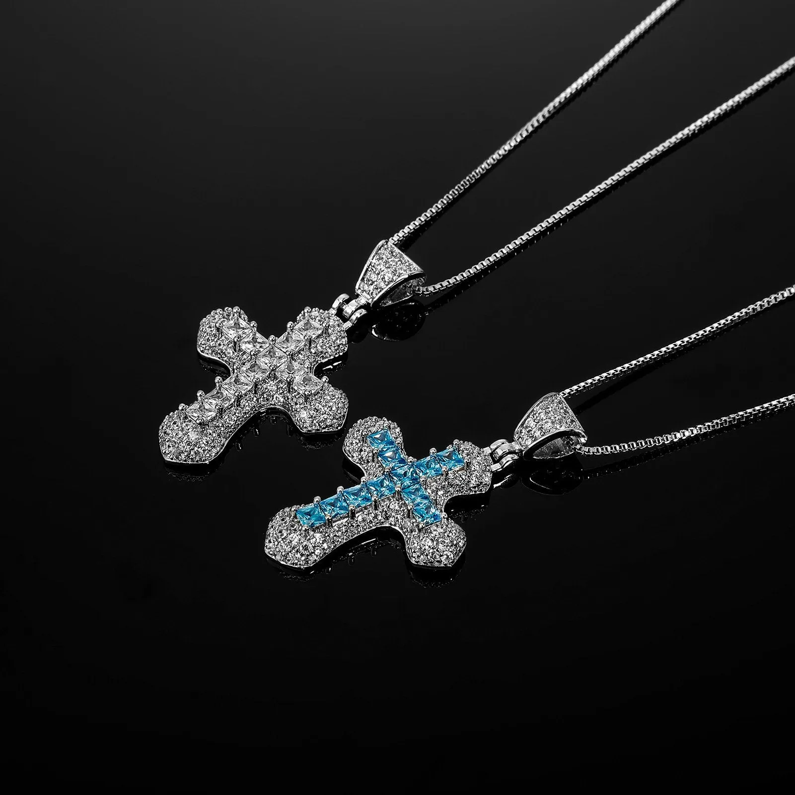 Hip Hop New Style Colorful Full Diamond Cross Pendant