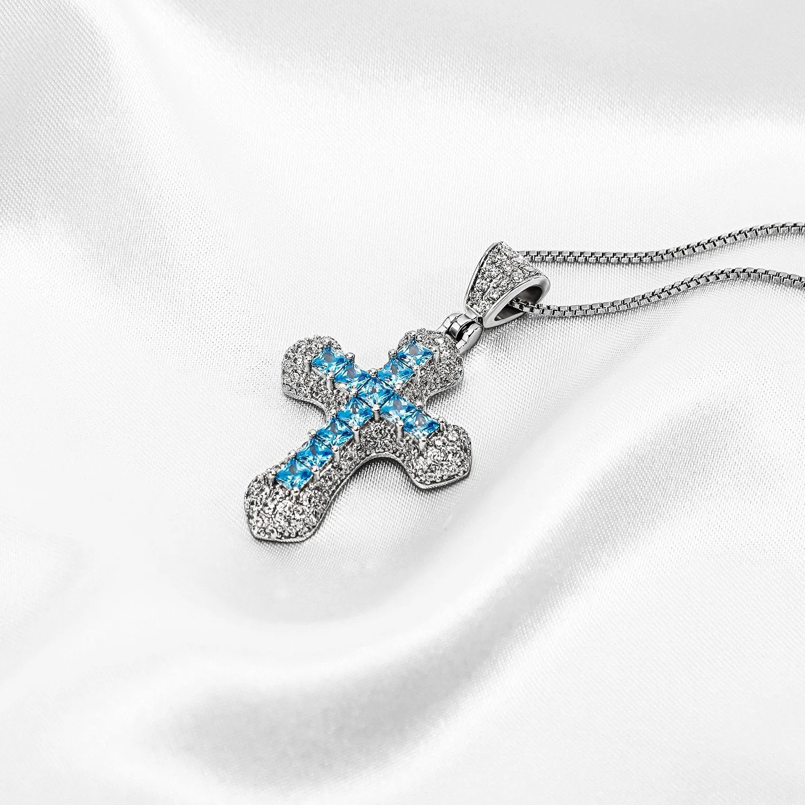 Hip Hop New Style Colorful Full Diamond Cross Pendant