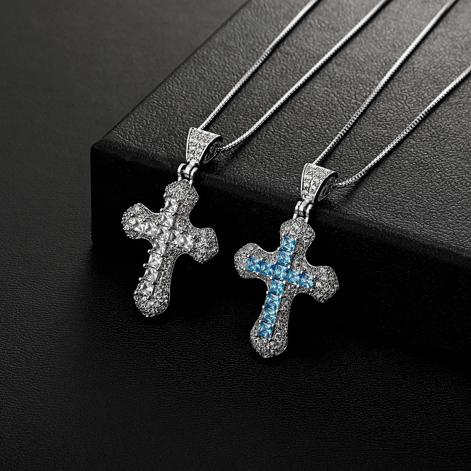 Hip Hop New Style Colorful Full Diamond Cross Pendant