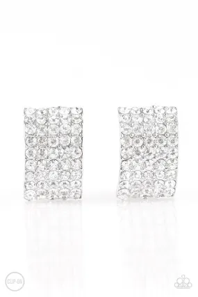 Hollywood Hotshot White Clip-On Earrings