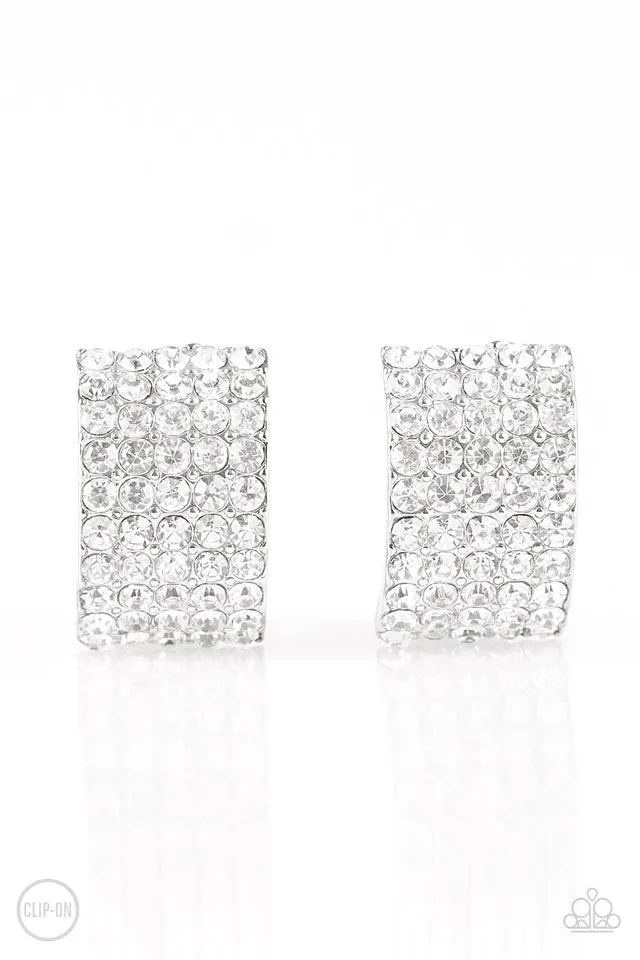 Hollywood Hotshot White Clip-On Earrings