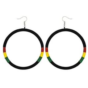 Hoop Embroidery Earrings Rasta