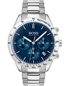 Hugo Boss Mens Talent Watch - Stainless Steel - Tachymeter - Blue Dial -Bracelet