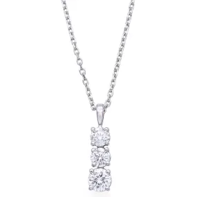 IGI Cert 14K White Gold 1.05 TCW Diamond Three-Stone Journey Pendant Necklace