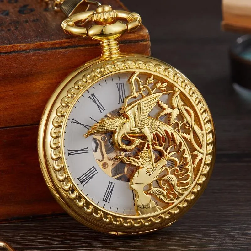 Immortal Phoenix Mechanical Pocket Watch