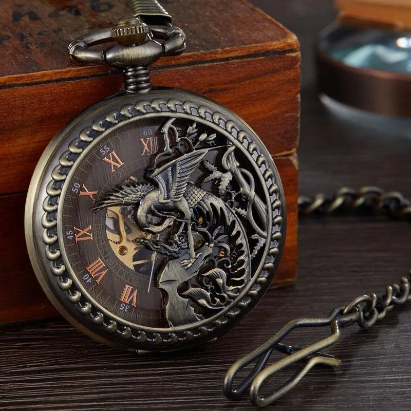 Immortal Phoenix Mechanical Pocket Watch