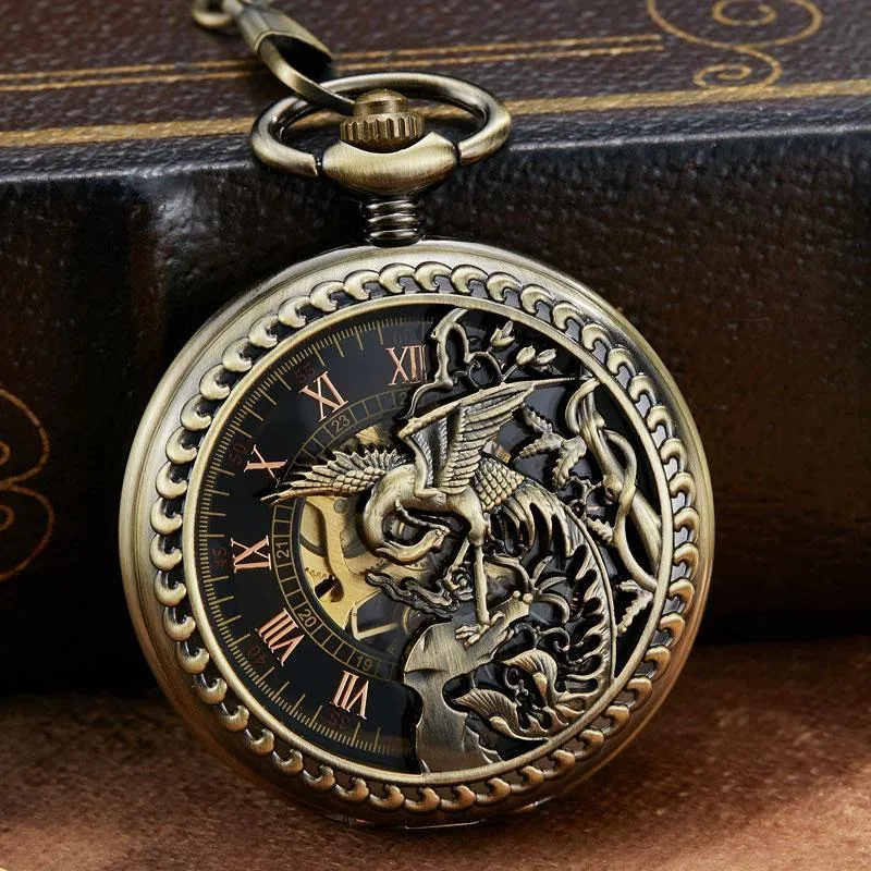 Immortal Phoenix Mechanical Pocket Watch