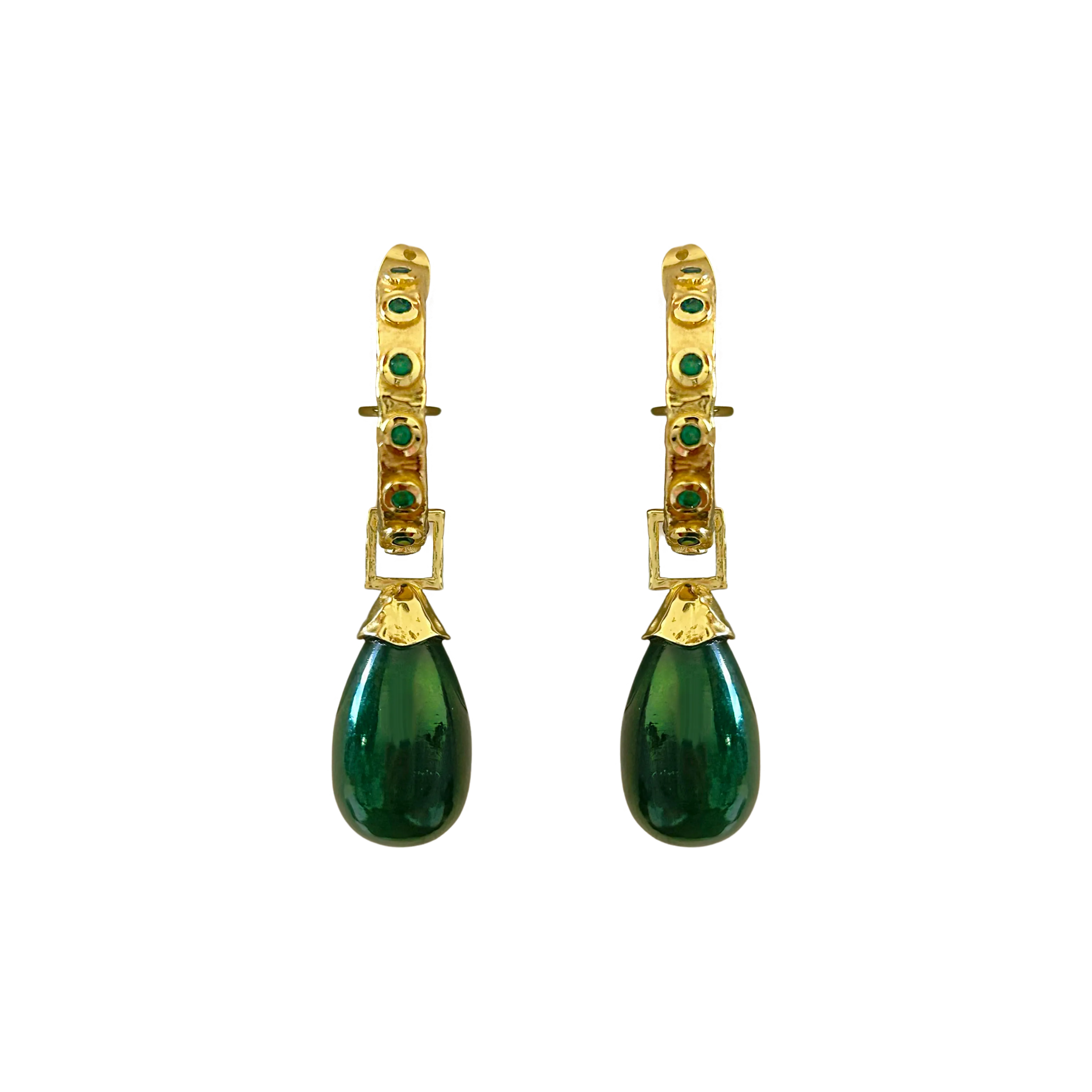 INES Earrings | Green Aventurine & Green Onyx