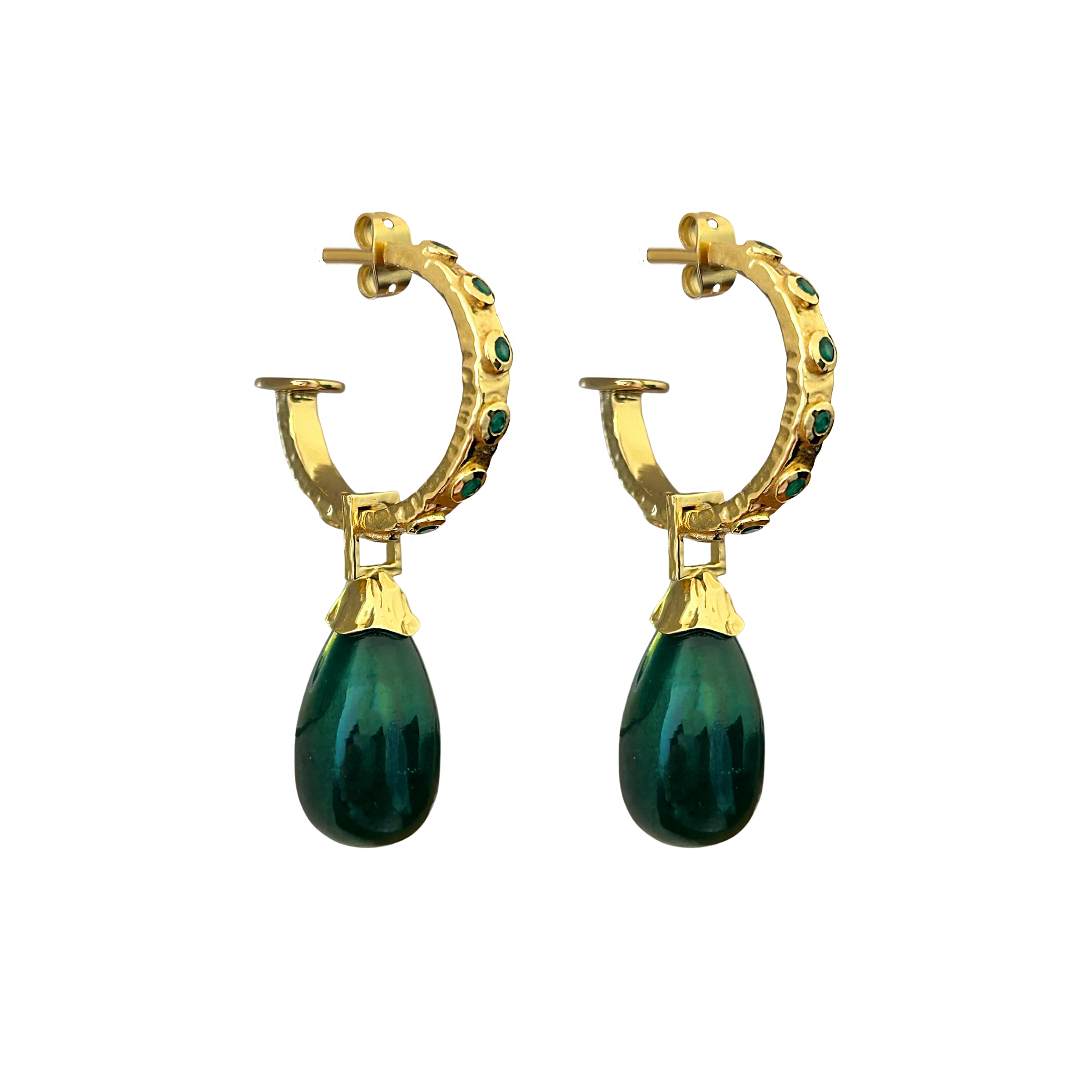 INES Earrings | Green Aventurine & Green Onyx