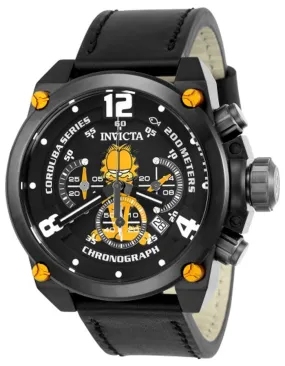 INVICTA Character Collection Mens Watch - Garfield - Black Metal - Black Leather