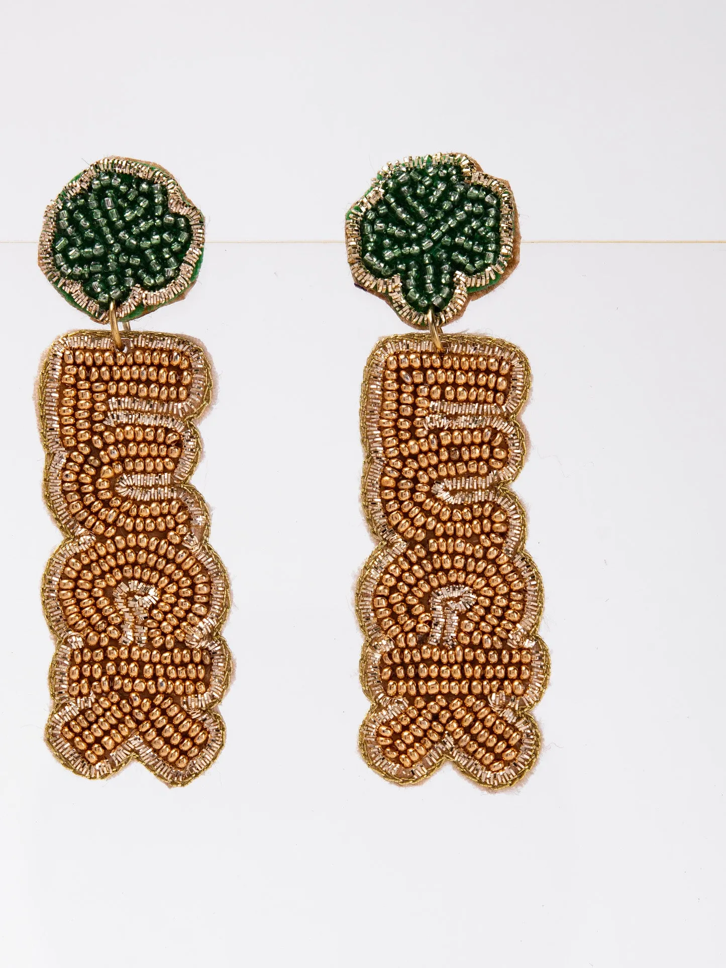 Ireland Saint Patrick's Luck Seed Bead Drop Earrings