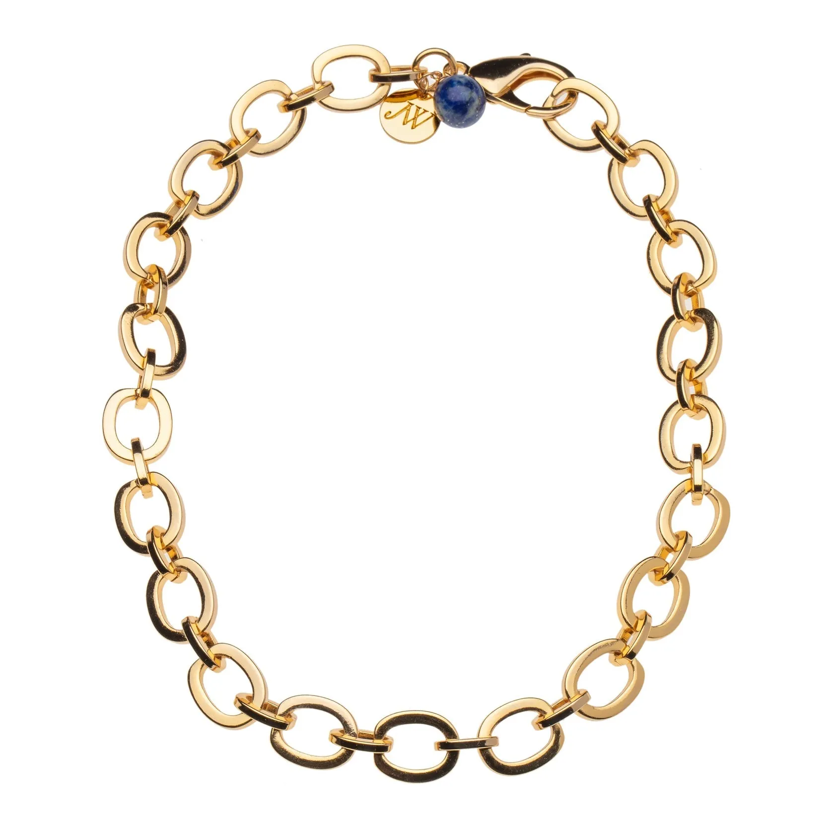 JANE WIN JEWELRY CHUNKY LINK CHAIN WITH LAPIS BEAD