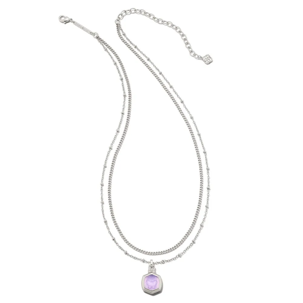 Kendra Scott Davie Intaglio Rhodium Multi Strand Necklace in Lavender Opalite Butterfly