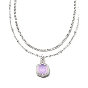 Kendra Scott Davie Intaglio Rhodium Multi Strand Necklace in Lavender Opalite Butterfly