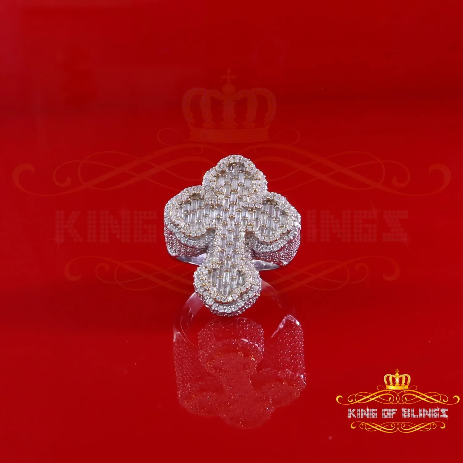 King of Bling's New White 925 Sterling Silver 6.00ct VVS D Moissanite Rings Size 10 Cross Men's