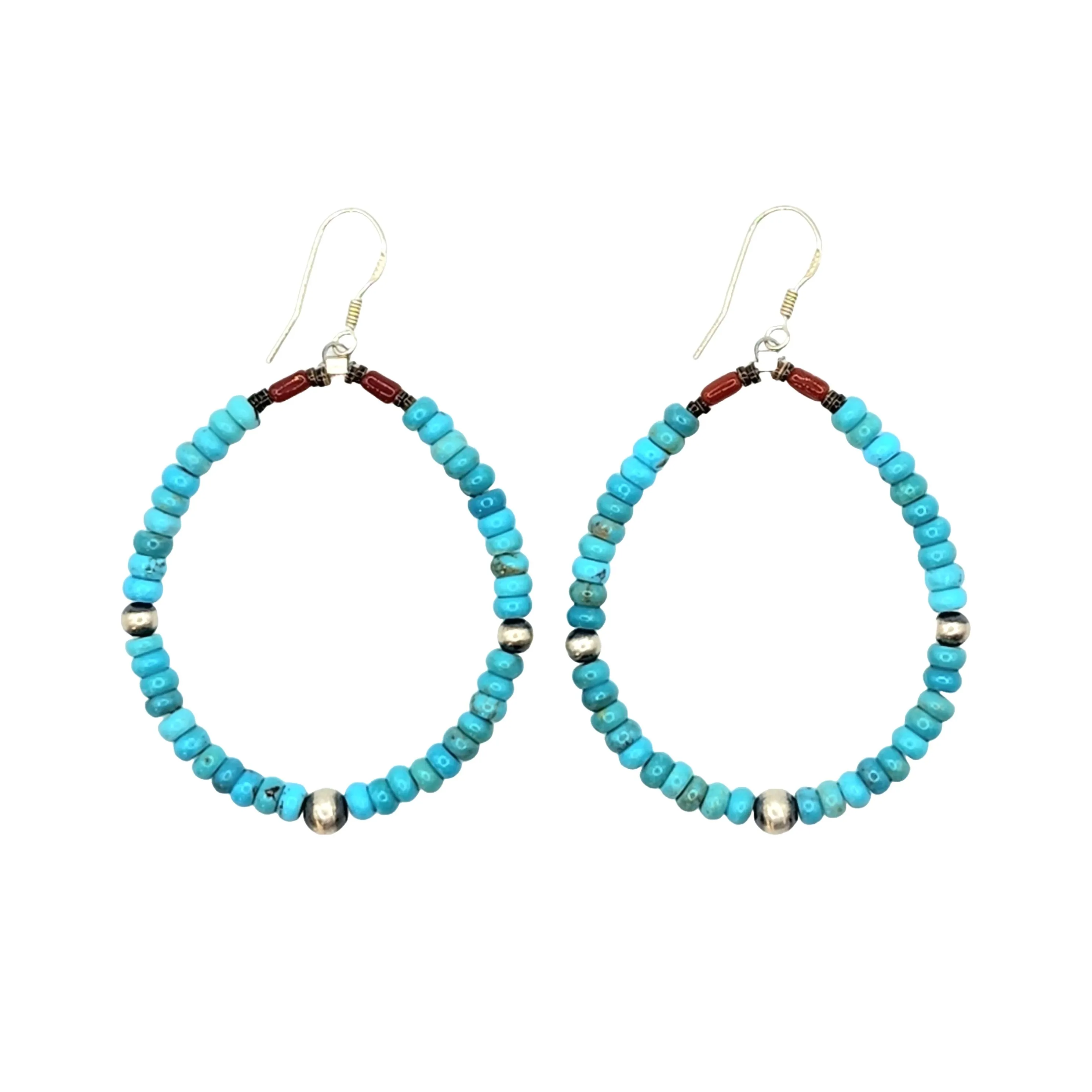 Kingman Turquoise & Coral Earrings