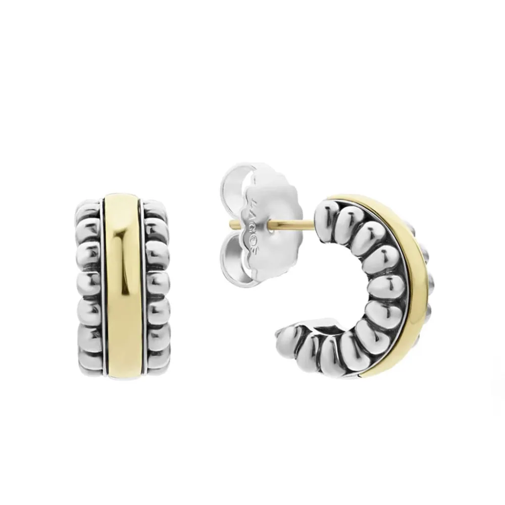 Lagos Two-Tone Flute Hoop Earrings