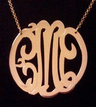 Large Rose Gold Monogram Necklace