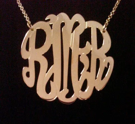 Large Rose Gold Monogram Necklace