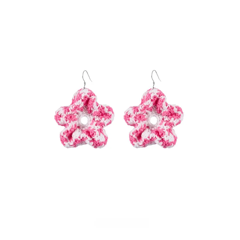 LB Hand Crochet Sweet Bubble Flower Earrings Beach Ear Clip LOJL96