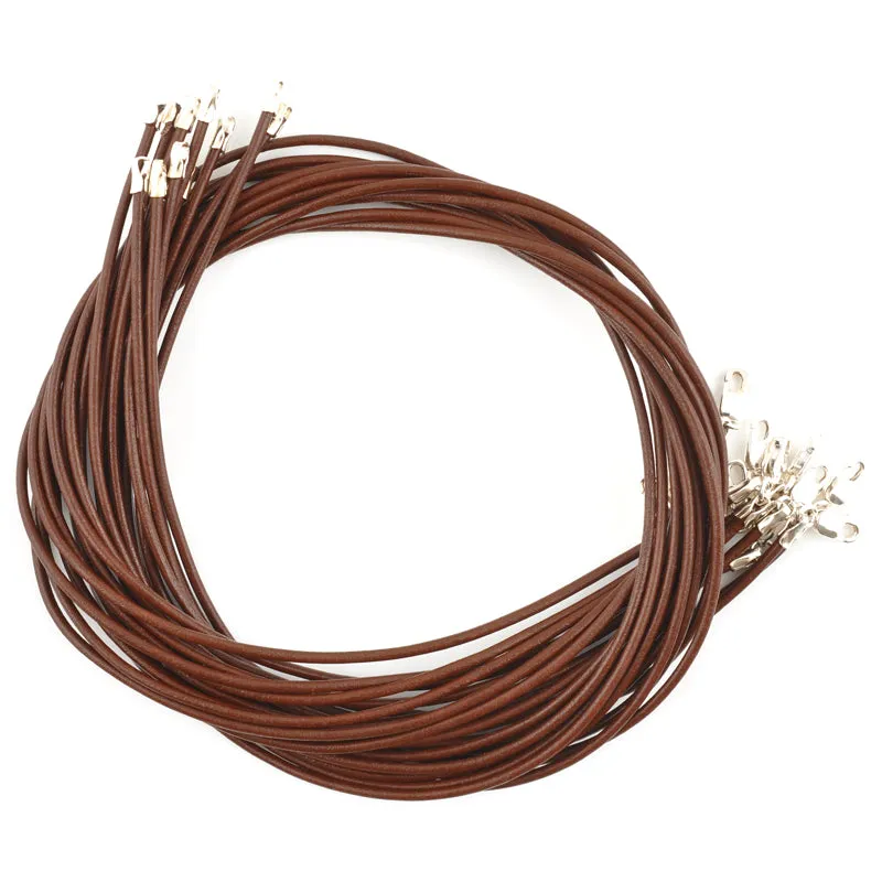 Leather Necklace-1.5mm Leather Cording with Sterling Silver Lobster Clasp-Brown-18 Inches