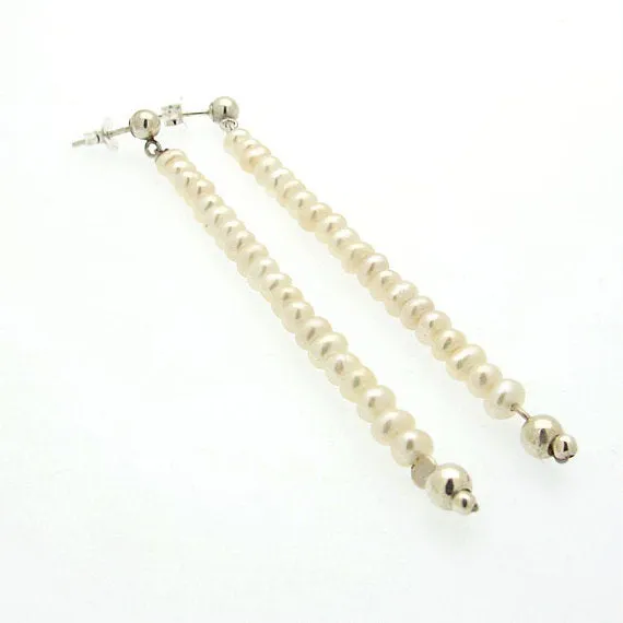 Long Pearl Earrings - Bridal jewelry