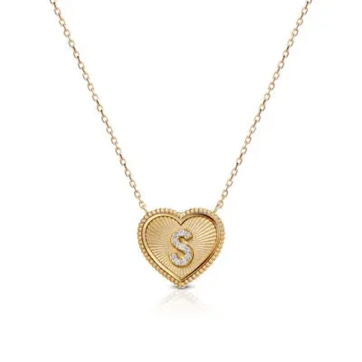 Love Me Initial Necklace in 14k Gold over Sterling Silver