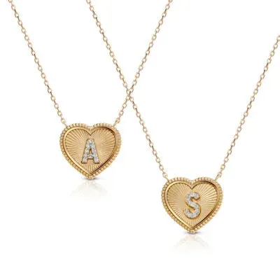 Love Me Initial Necklace in 14k Gold over Sterling Silver