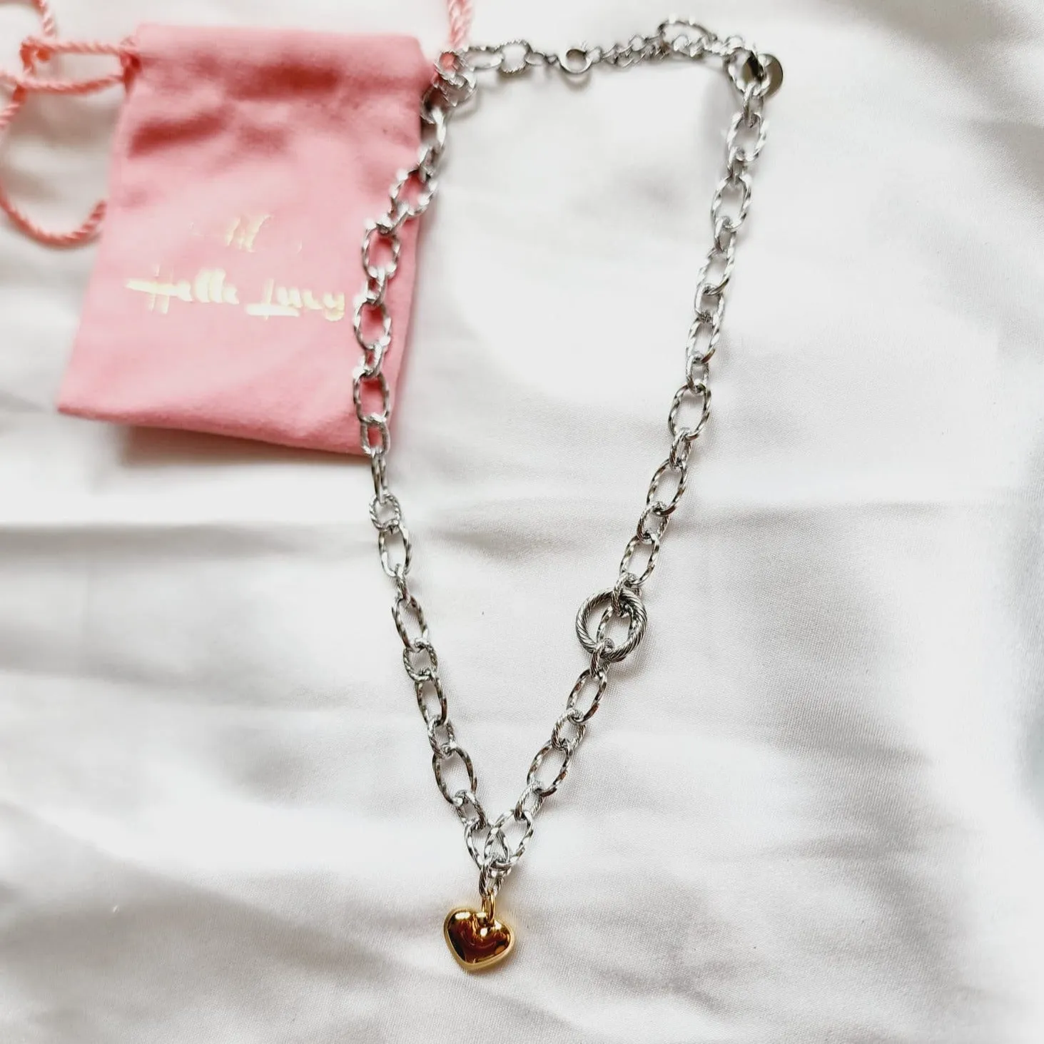 Lovely Heart Two Tone Necklace