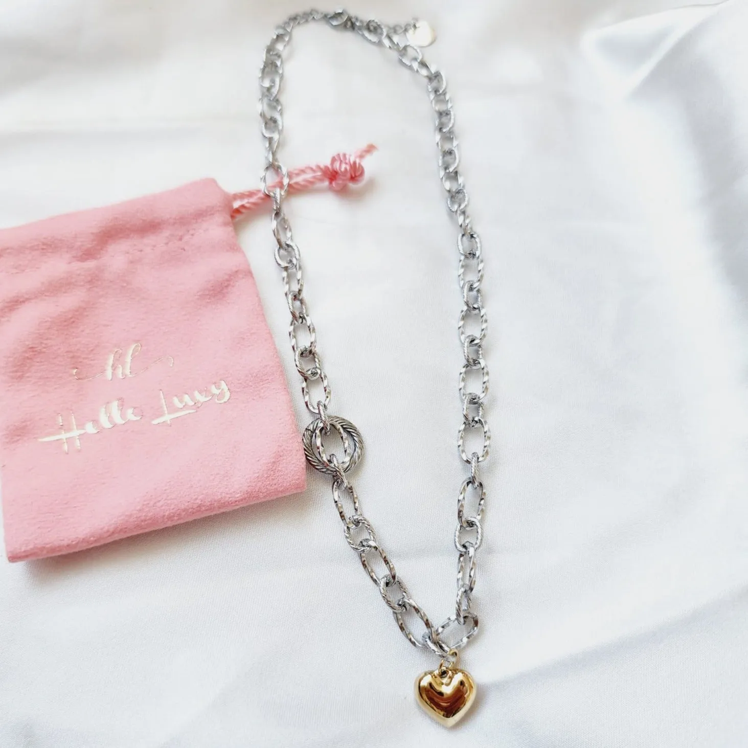 Lovely Heart Two Tone Necklace