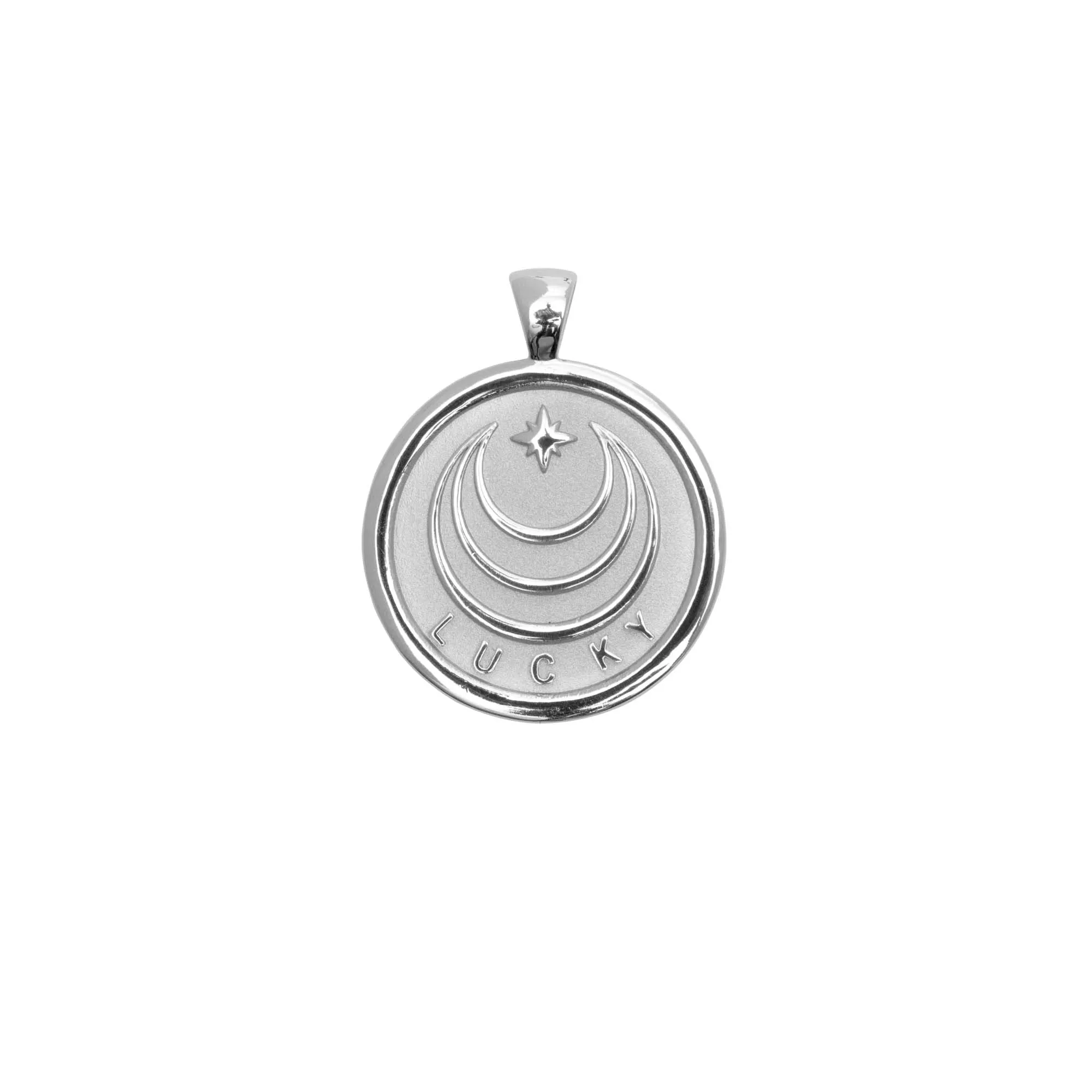 LUCKY JW Small Pendant Coin in Silver