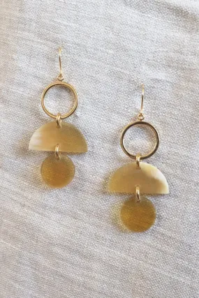 M Sn Moon Drop Buffalo Horn Dangle Earrings