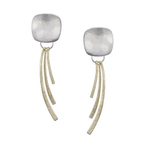 Marjorie Baer Silver With Gold Fringe Clip Earrings