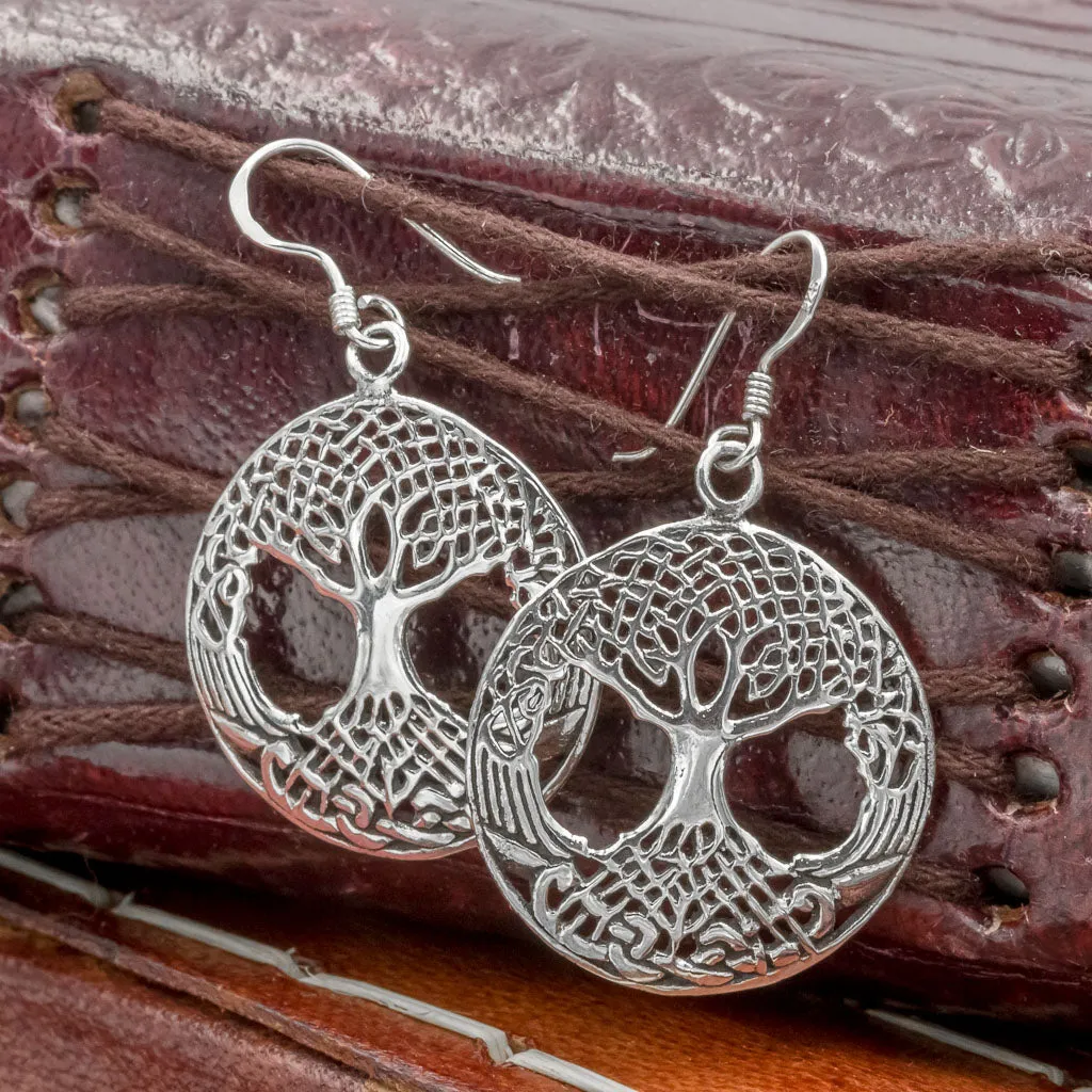 Medium Sterling Silver Tree of Life (Yggdrasill) Earrings