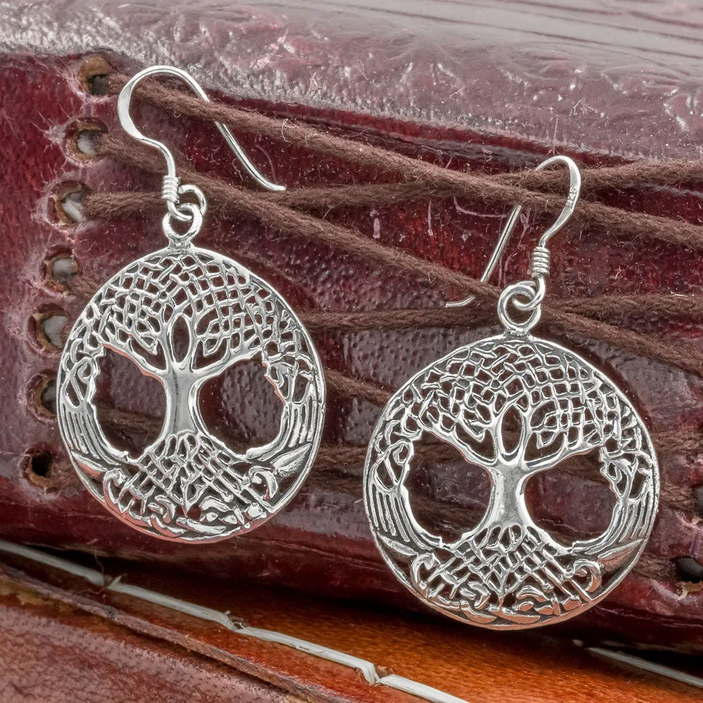 Medium Sterling Silver Tree of Life (Yggdrasill) Earrings