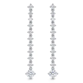 Memoire 18k White Gold Diamond Line Lila Drop Diamond Earrings