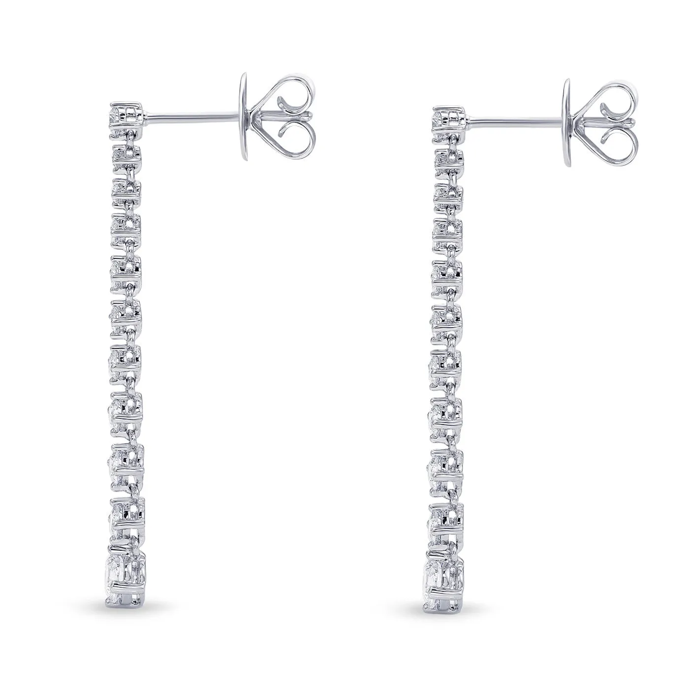 Memoire 18k White Gold Diamond Line Lila Drop Diamond Earrings