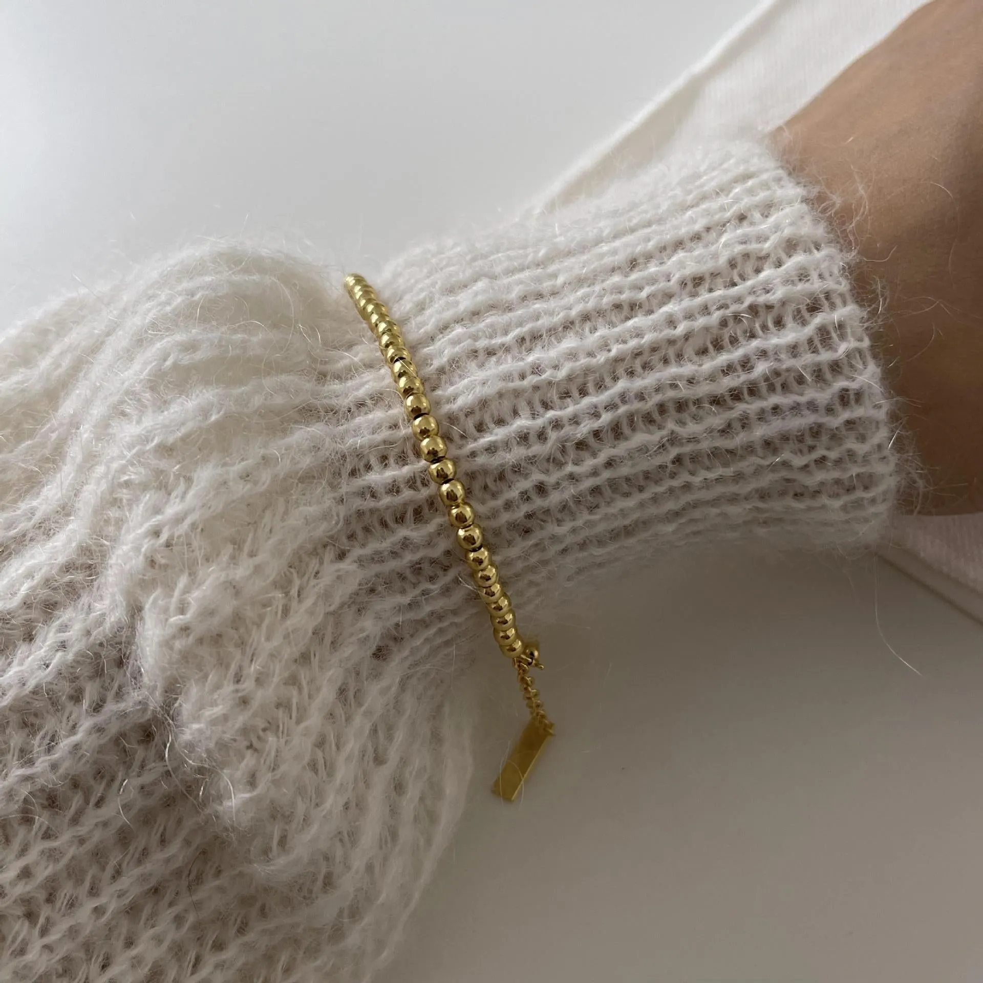 Minimalist Beads Bracelet Gold Vermeil