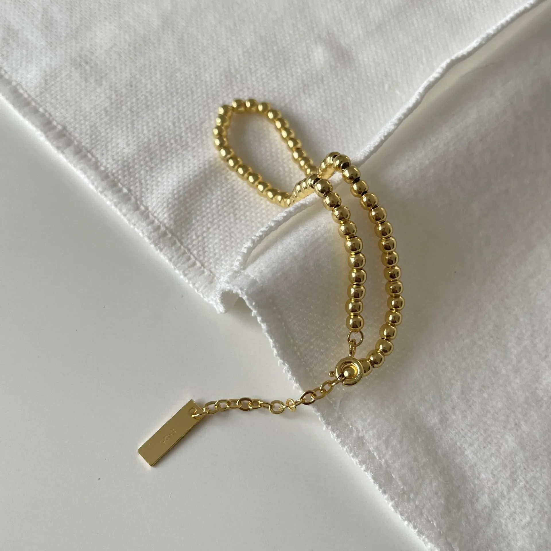 Minimalist Beads Bracelet Gold Vermeil