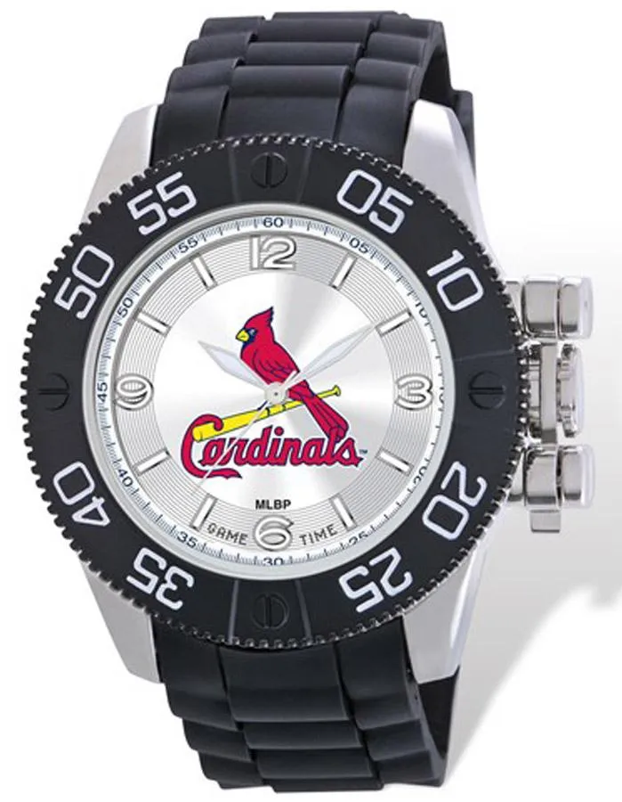 MLB Mens St. Louis Cardinals Beast Watch - Color Logo Dial - Rubber Strap