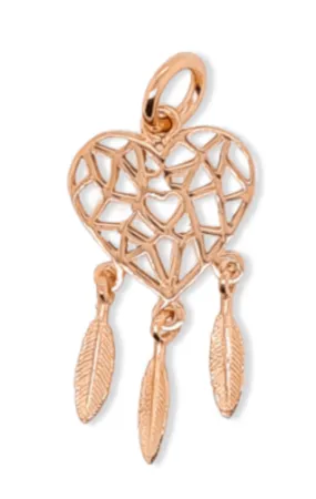 Mountain Creek Jewellery Pendant Rose Gold Heart Dreamcatcher