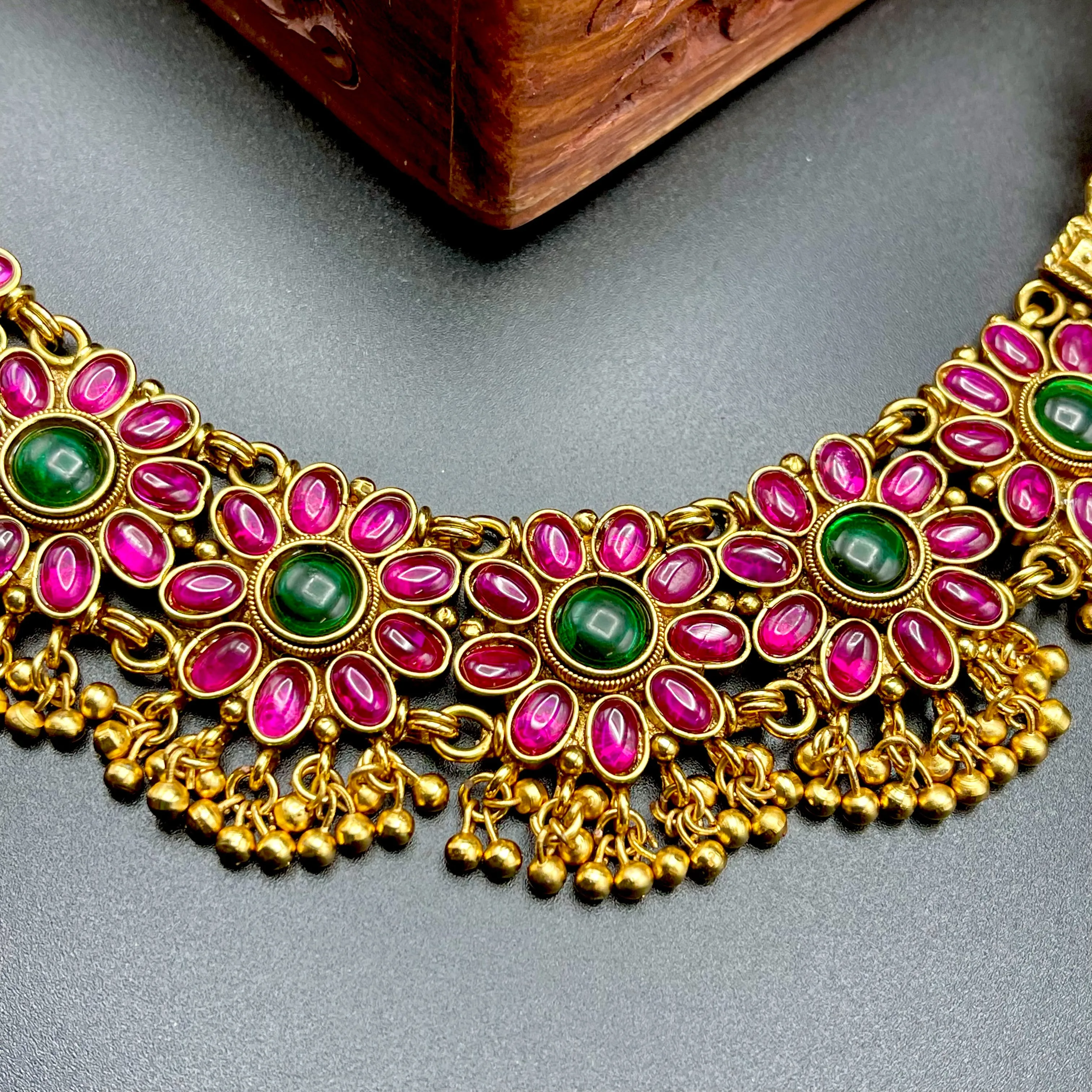 Nakshi Real Kempu stone Antique Gold Necklace set