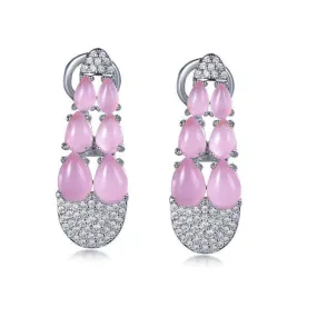 Nature Inspired Pink Sapphire Drop Earrings